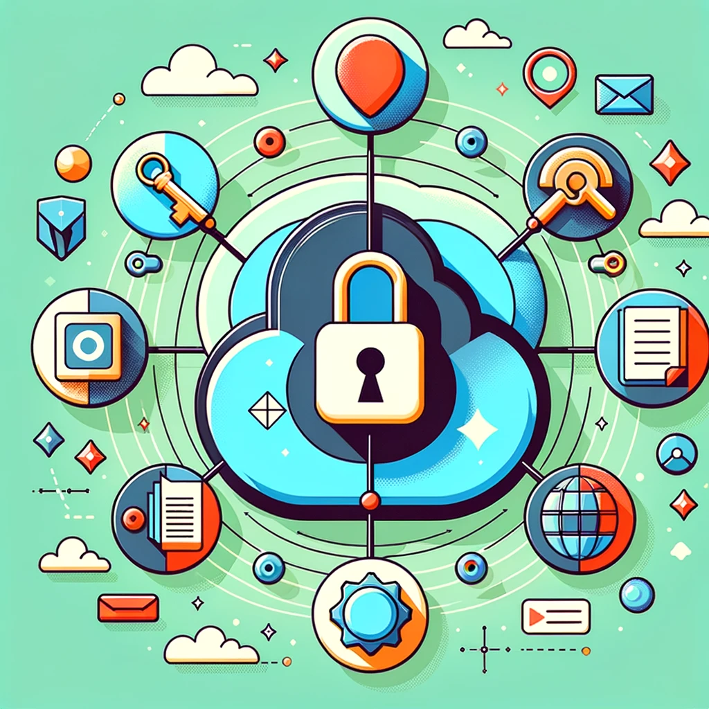 Dall-E abstract illustration inspired by the concept of a three-legged 
        OAuth2 access delegation system involving a server-side rendered web 
        application and GitLab.